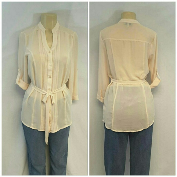 SUGAR MINT, Sheer, Blush, Fitted Top, size Medium - Picture 4 of 8